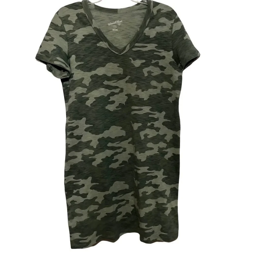 Universal Thread Camo Print Short Sleeve Cotton Dress - Picture 1 of 12
